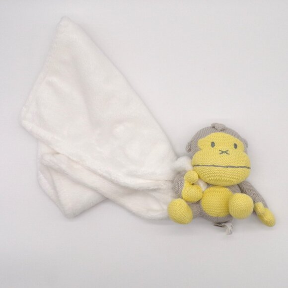 Baby Bum Monkey Lovey Duke Gray Yellow White Knitted Plush Security Blanket Soft - Picture 7 of 12